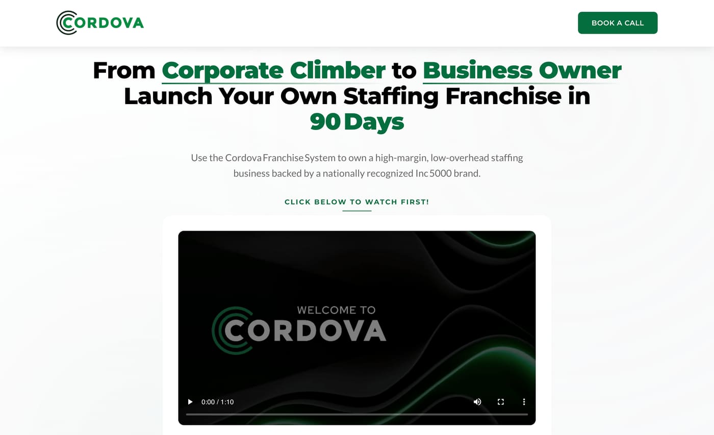 Cordova Franchising – Franchise Opportunity Website